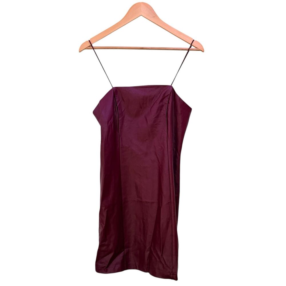 Wild Fable Faux Leather Mini Dress Size Medium Burgundy Bodycon Y2K Grunge Club
